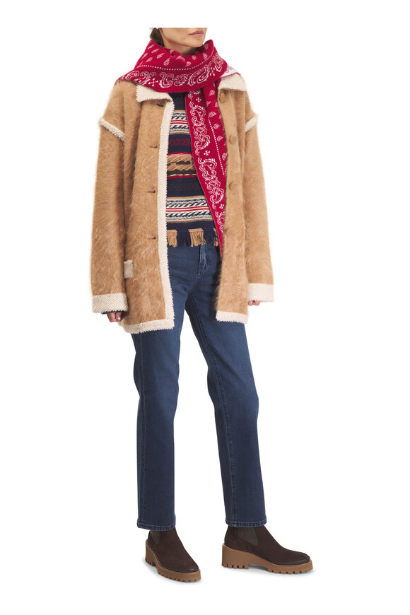 Guest in Residence The Wild Rag Red Cashmere Bandana Print Scarf - view 2