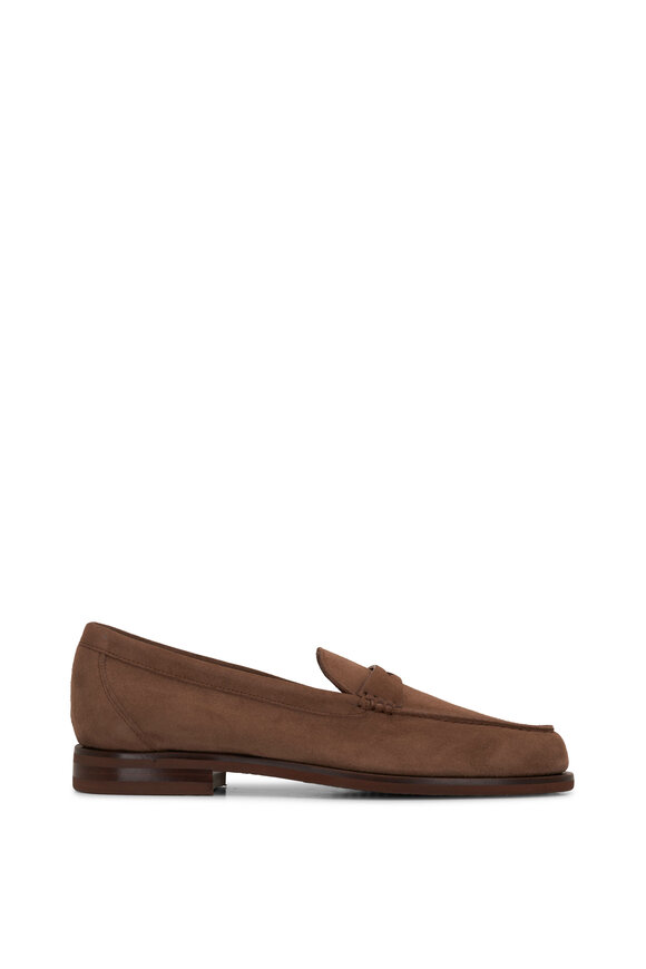 Santoni - Haileigh Dark Chocolate Suede Penny Loafer 