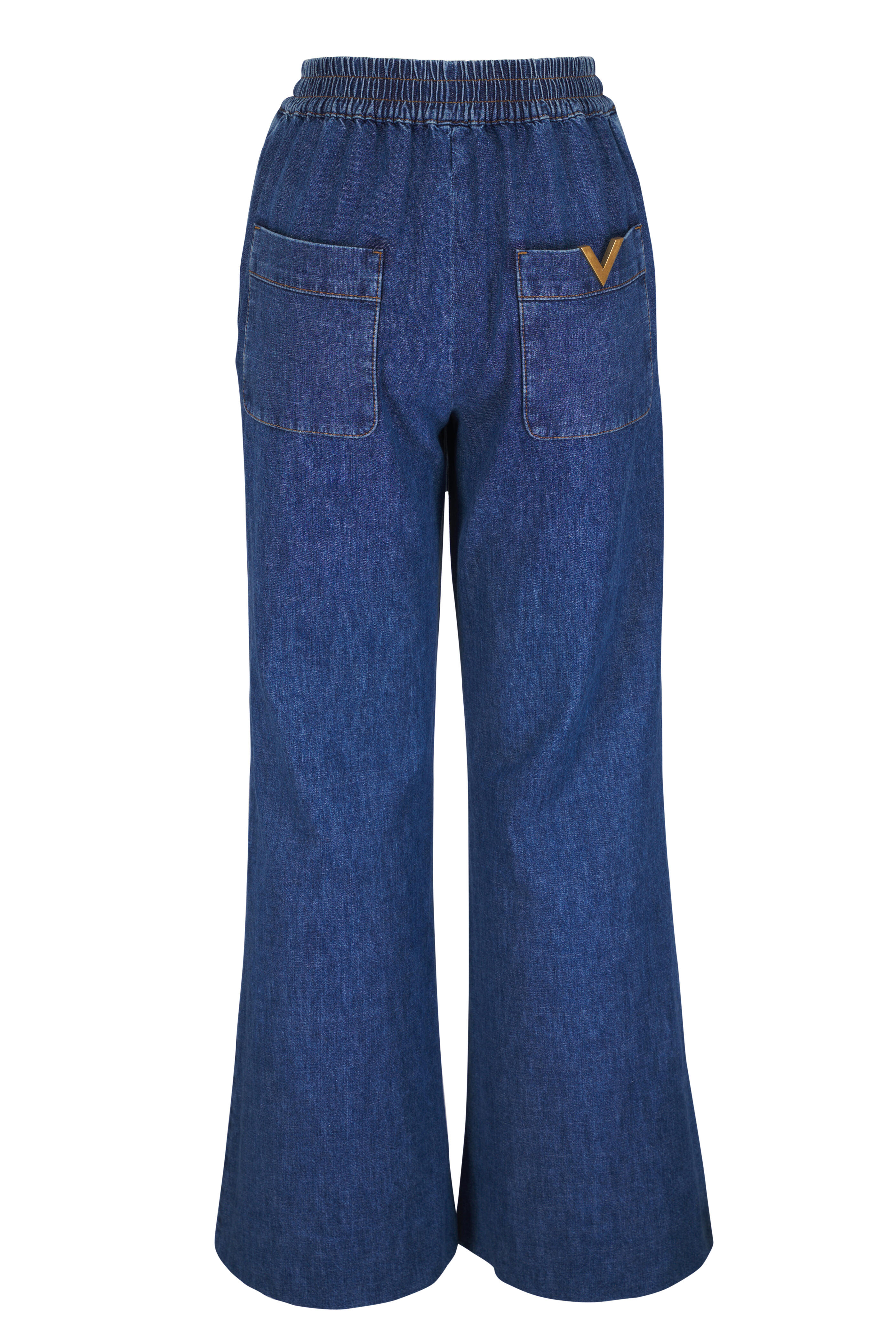 Valentino - Medium Blue Chambray Wide-Leg Jean