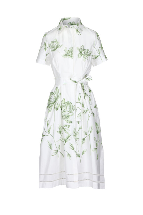 Rani Arabella No Waist Ivory & Green Tie Dress