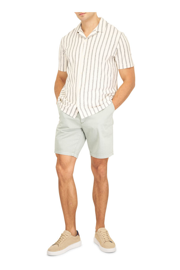 Vince Smock White Combo Stripe Cotton Terry Cabana Shirt - view 2