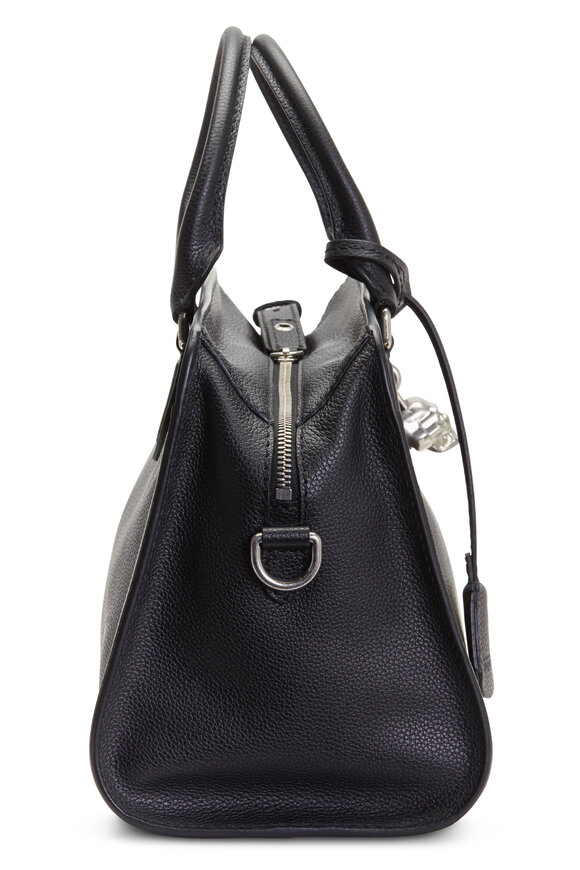 McQueen - Padlock Black Textured Leather Small Shoulder Bag