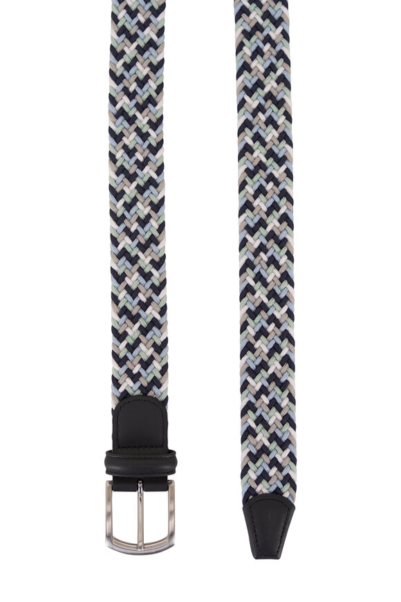 Anderson's - Navy Blue, Teal & White Elasticized Woven Belt