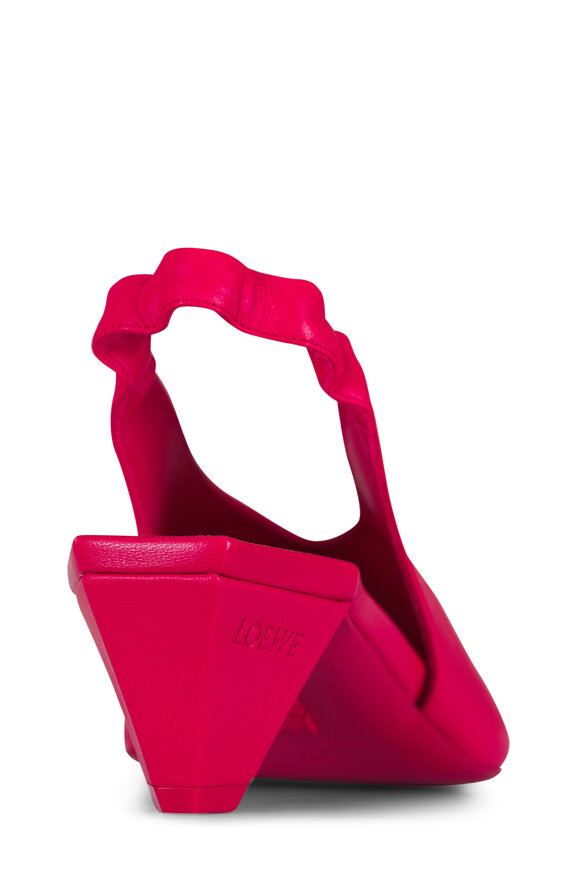 Loewe Origami Cubic Red Leather Slingback, 45mm - view 4