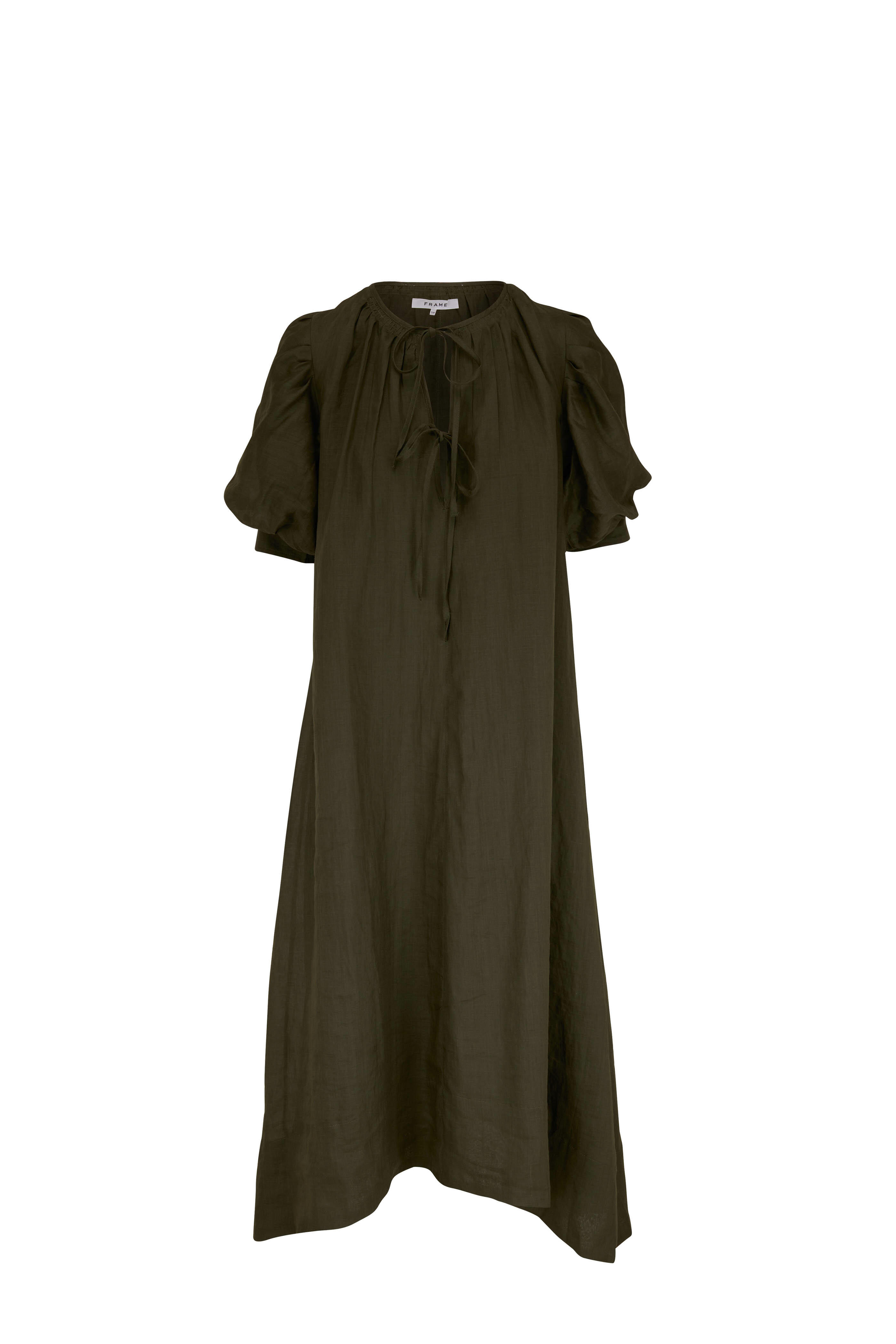 Frame - Olive Green Tie Maxi Dress