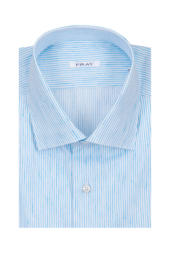 Fray Thin Aqua Stripe Sport Shirt - view 1