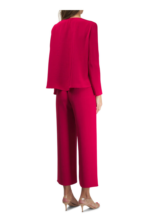 Peter Cohen - Cropped Pull-On Red 4-Ply Silk Pant