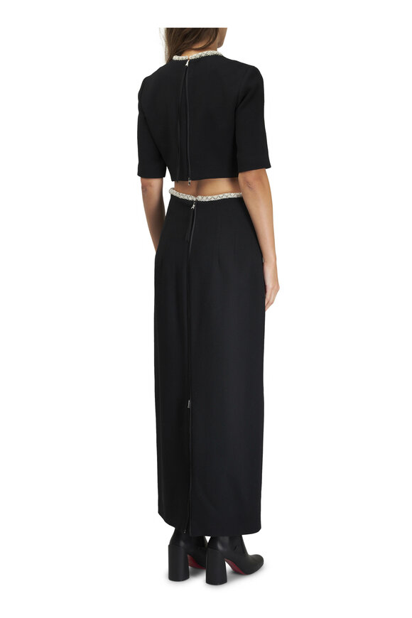 Adam Lippes - Embroidered Neck Black Wool Crop Top