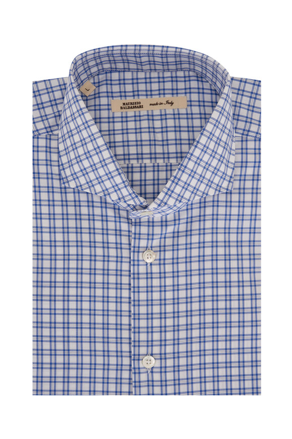 Maurizio Baldassari - Blue & White Tattersall Check Cotton Sport Shirt