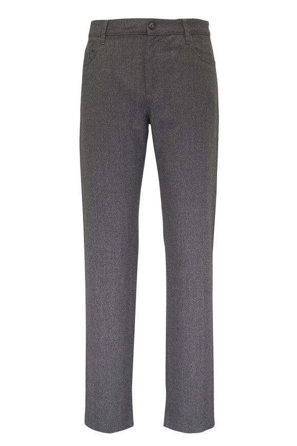 Canali Mid Gray Brushed Wool Performance Five Pocket Pant - view 1