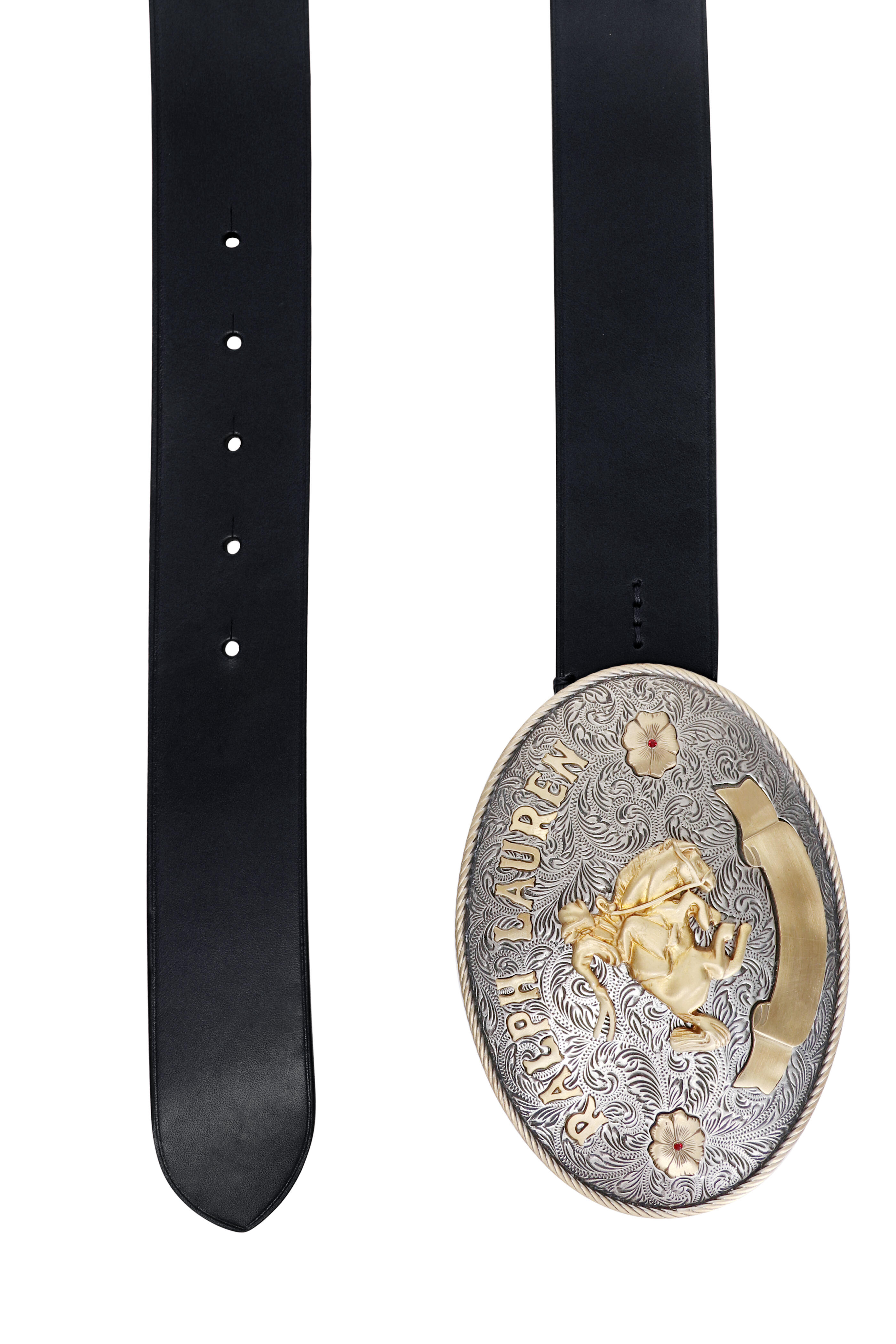 Ralph Lauren - Rodeo Buckle Black Vachetta Leather Wide Belt