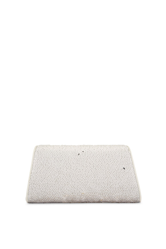 Akris - Mini Anouk White & Silver Paillette Clutch