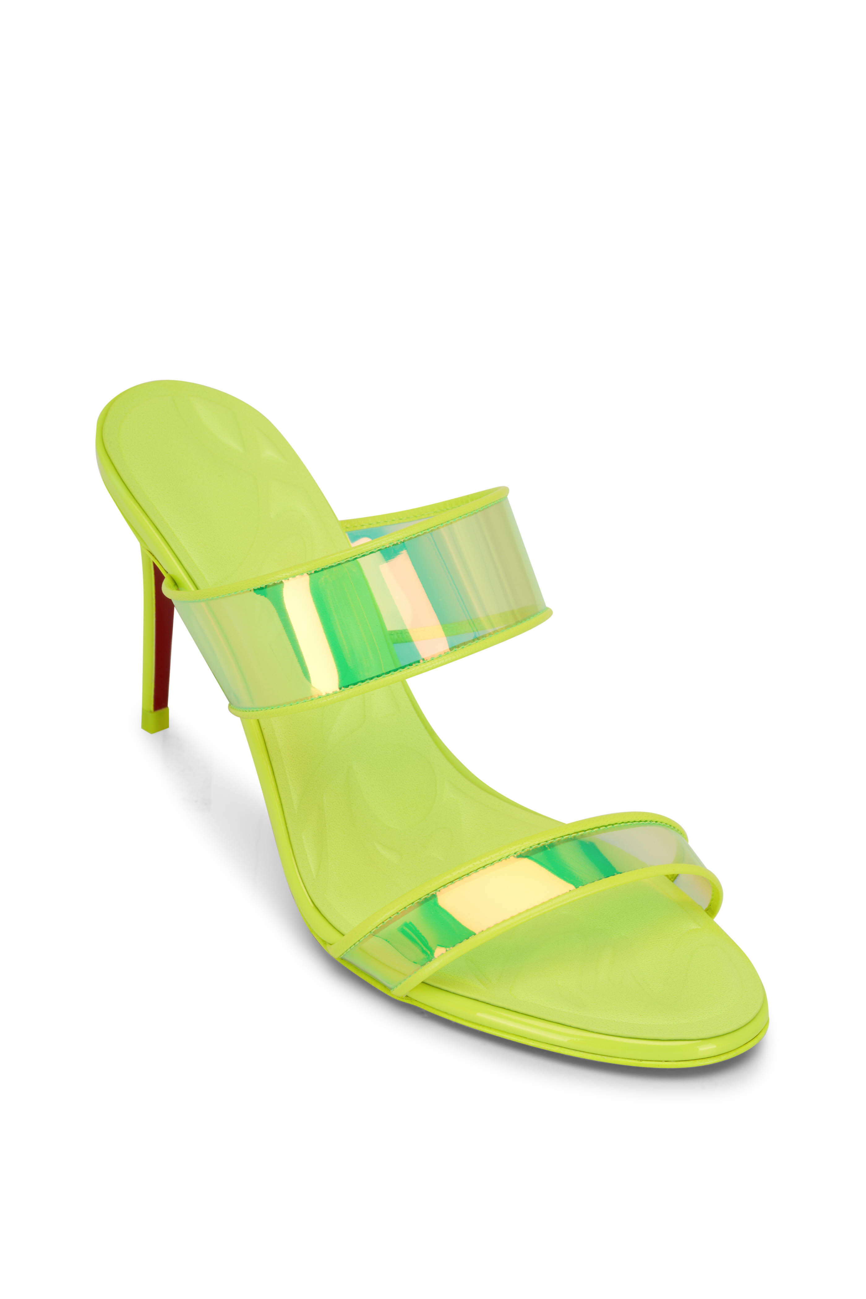 Christian Louboutin サンダル 白x蛍光イエロー 2118425E0008 Christian Louboutin - Just Loubi Fluorescent Yellow Leather