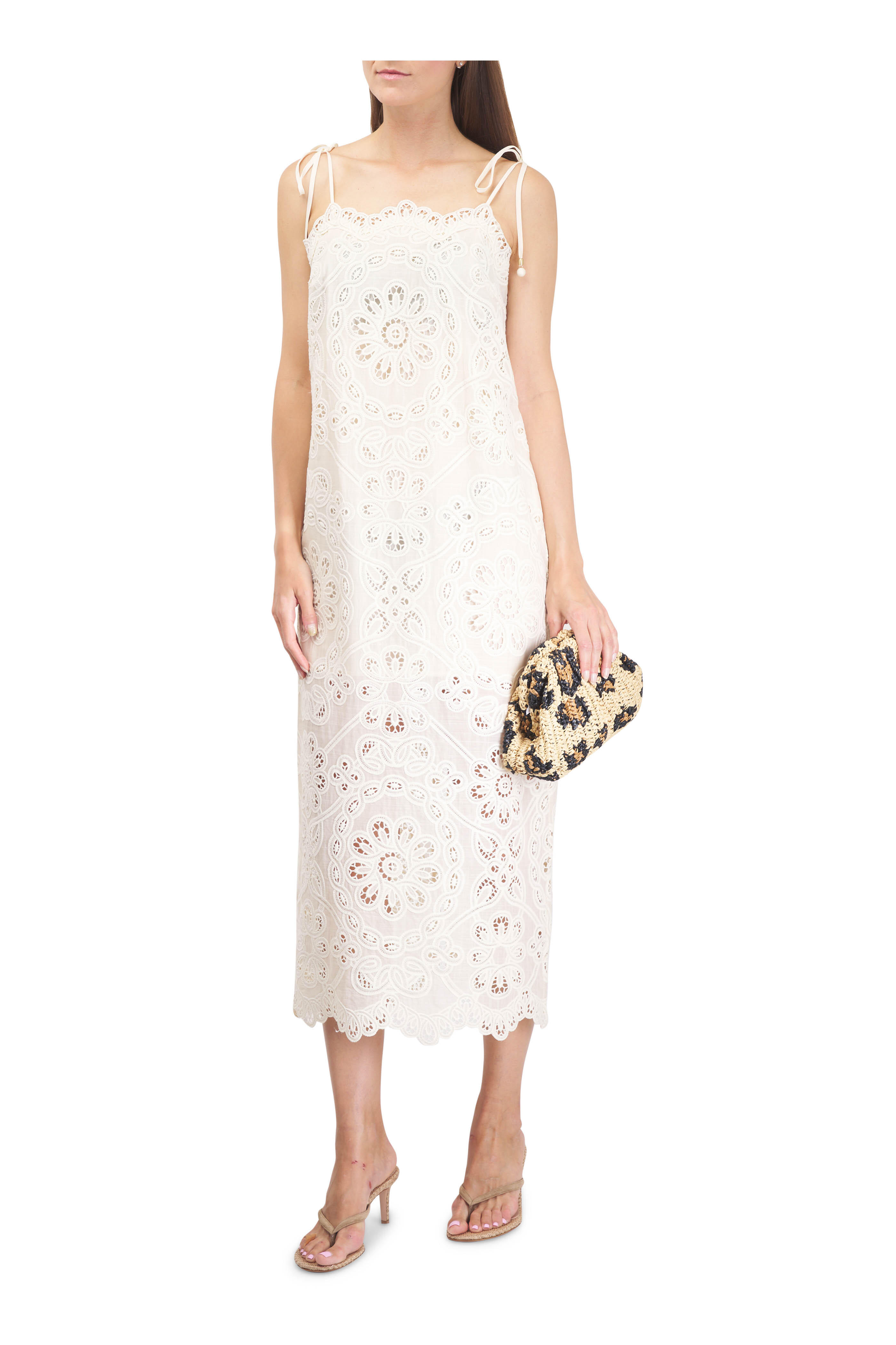 Zimmermann - Rhiannon Ivory Embroidered Midi Dress