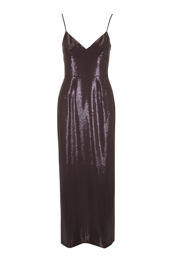Michael Kors Collection Sweetheart Chocolate Brown Sequin Slip Gown