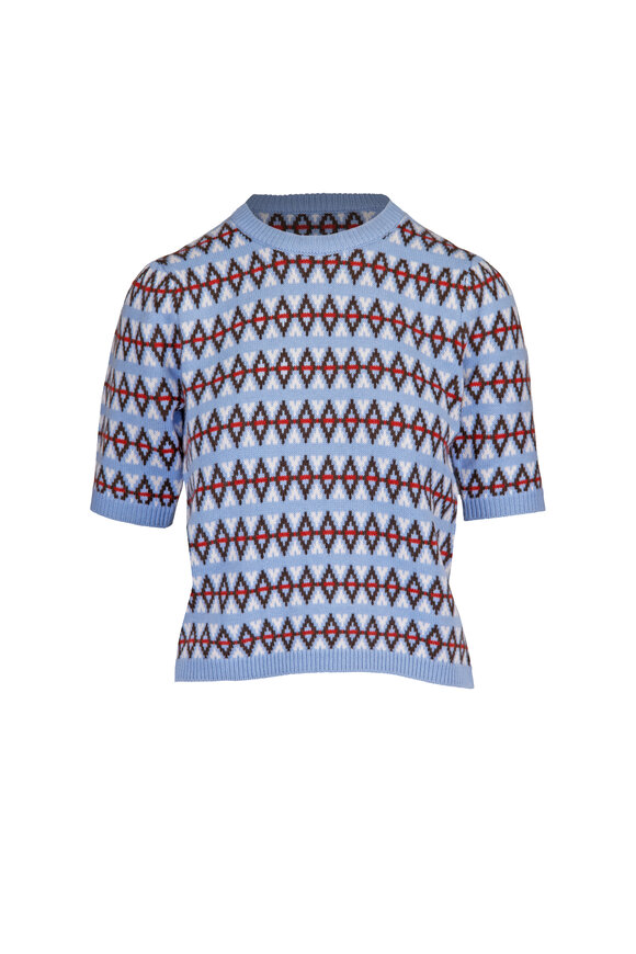 Frame Geometric Periwinkle Cashmere Sweater Top - view 1