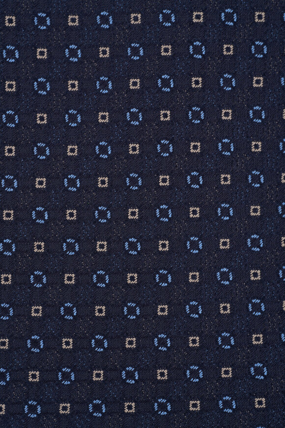 Eton - Navy Geometric Print Silk Necktie
