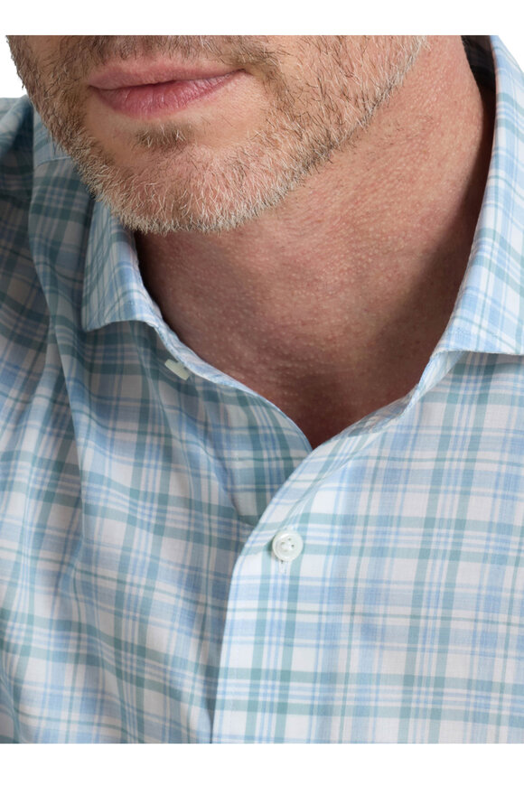 Peter Millar Tropea Light Willow Check Cotton Sport Shirt - view 5