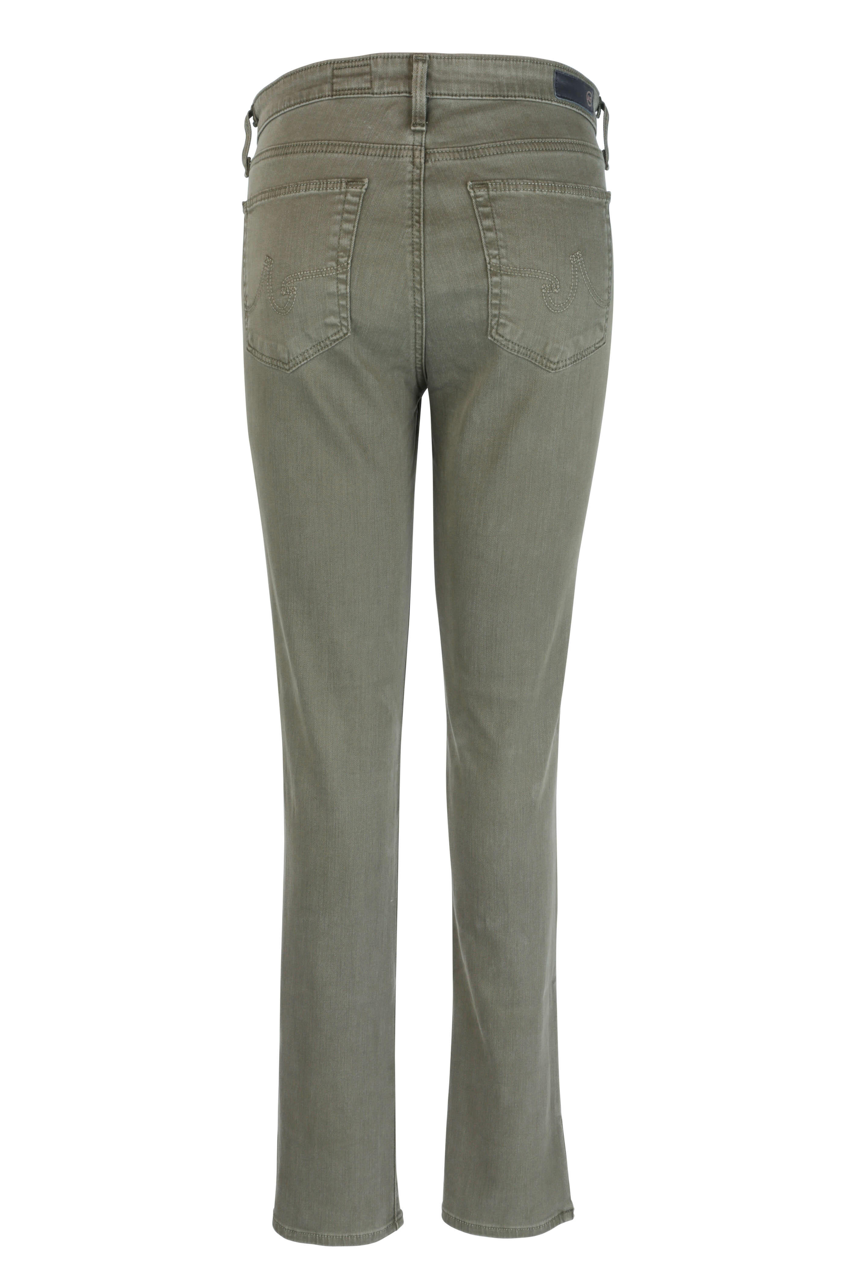 AG - Faye Olive Green Mid-Rise Cigarette Jean 