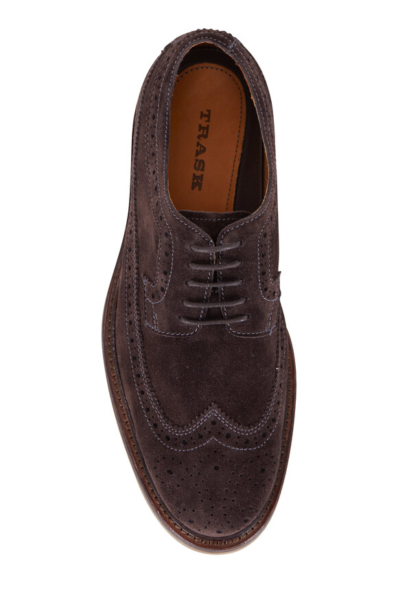 Trask - Corbin Gray Water Resistant Suede Wingtip Oxford 