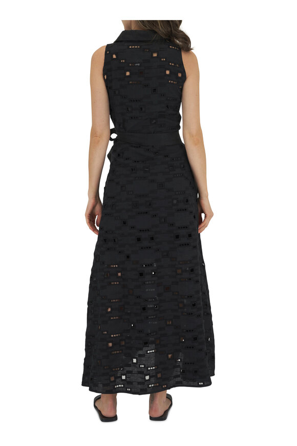 Kiton - Black Button Front Cut-Out Maxi Dress 