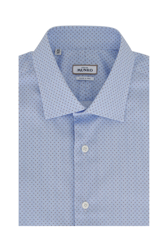 Atelier Munro Light Blue Geometric Print Dress Shirt