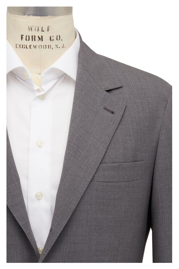 Brunello Cucinelli - Solid Gray Wool Suit