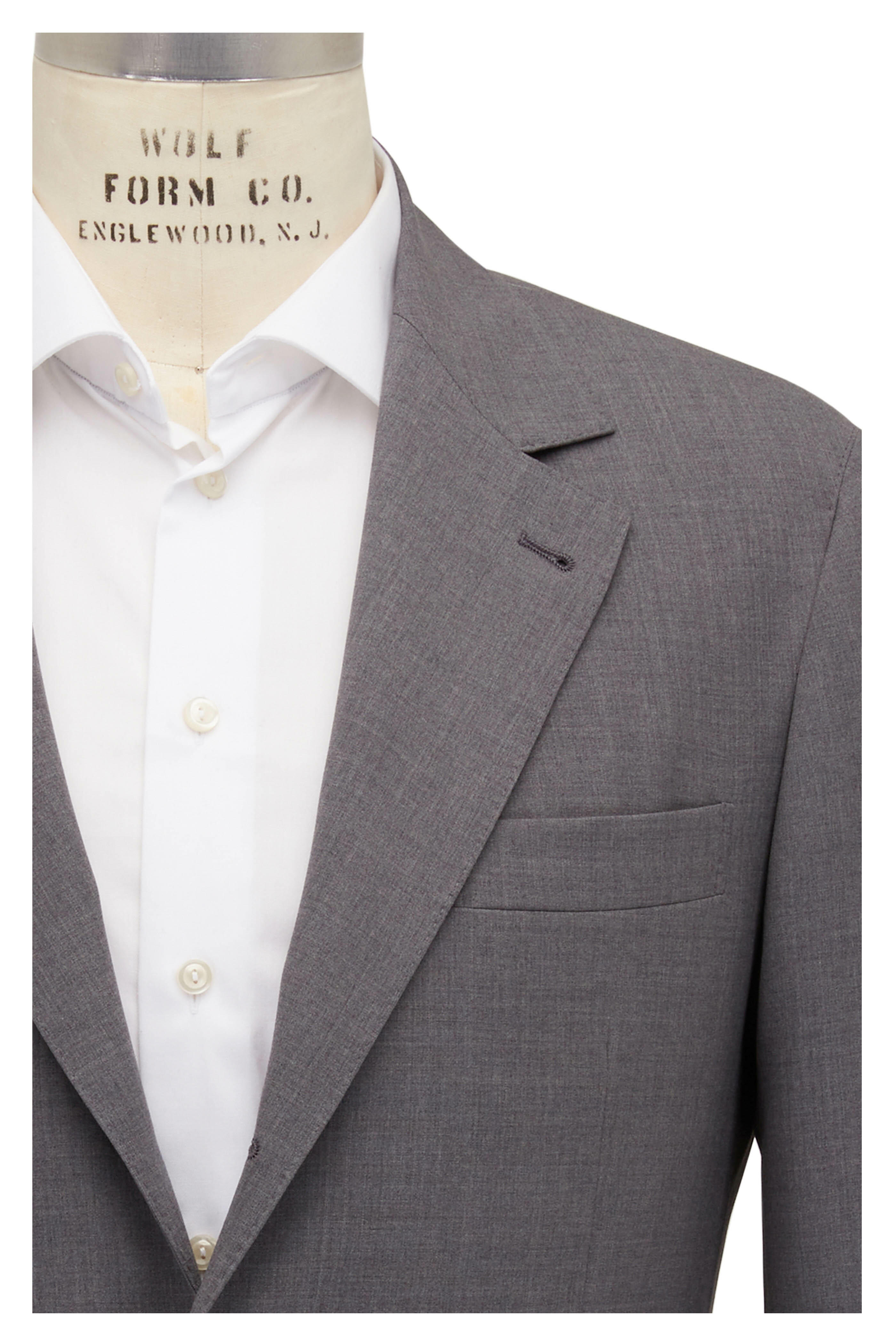 Brunello Cucinelli - Solid Gray Wool Suit | Mitchell Stores