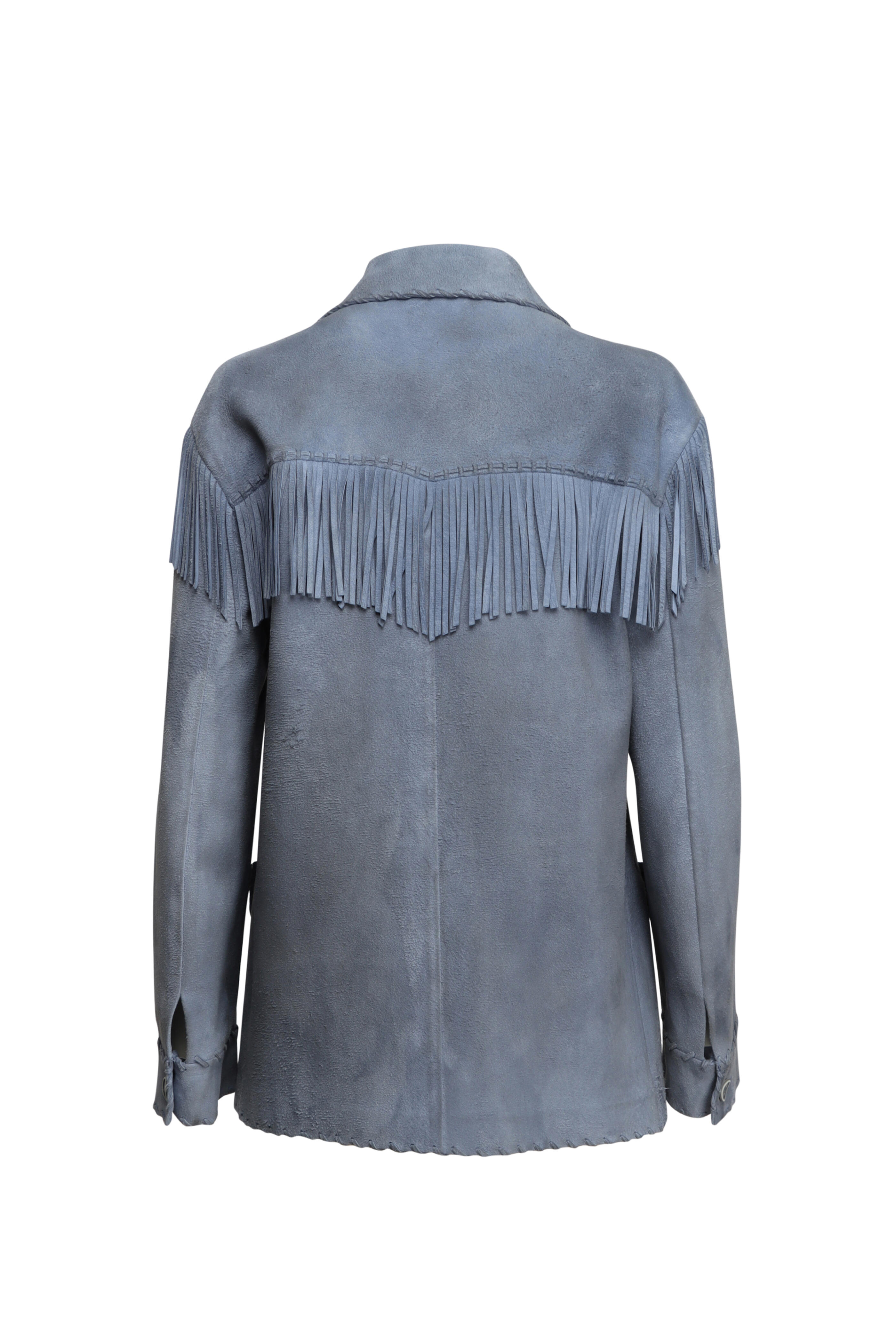 Ralph Lauren - Rennie Cornflower Blue Suede Fringe Jacket