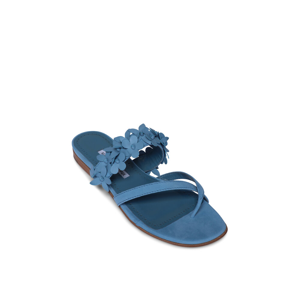 パンプス MANOLO BLAHNIK Light Blue Leather Anista Sandals Light blue Chaos 90 satin sandals | MANOLO BLAHNIK | NET-A