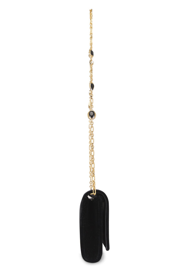 Saint Laurent Kate Black Velour Chain Clutch - view 3