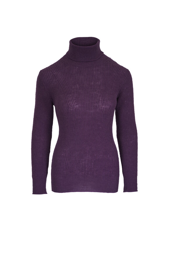 Dries Van Noten Purple Wool Turtleneck Sweater