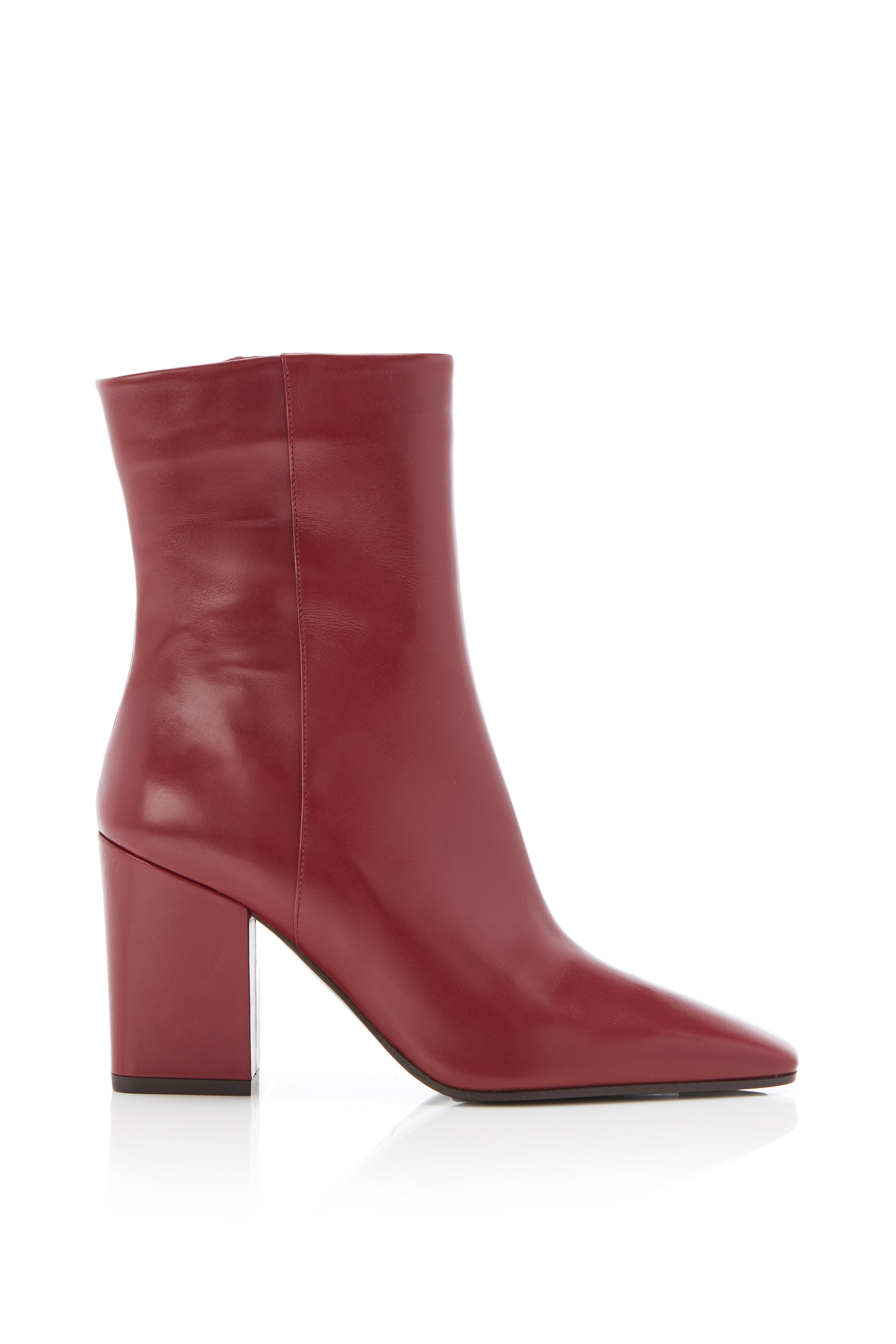 Marion Parke - Winnie Cabernet Leather Block Heel Bootie, 85mm