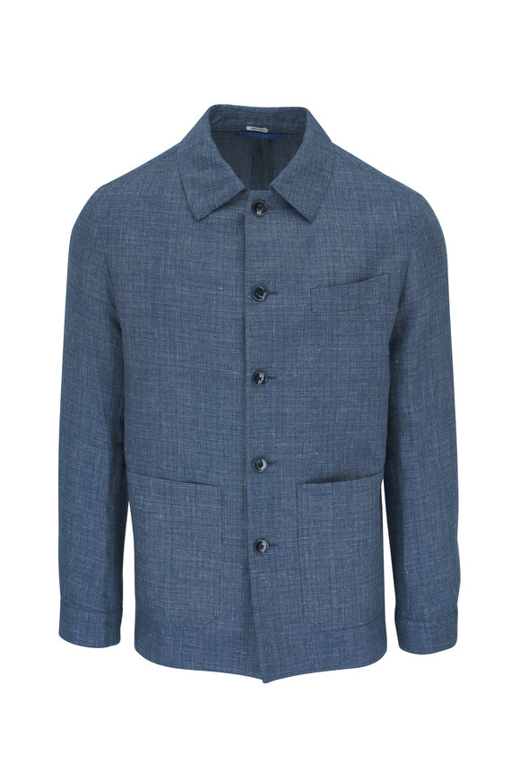 Atelier Munro Light Blue Linen & Wool Overshirt 
