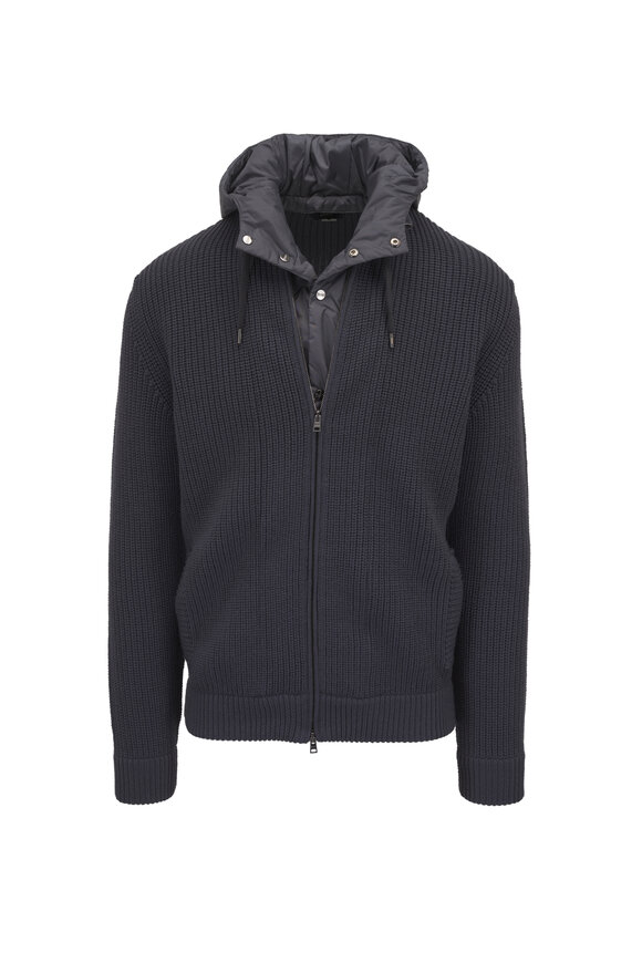 Herno Gray Ribbed Wool Jacket