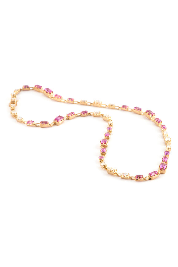 Sylva & Cie Pink Sapphire & Diamond Riviera Necklace