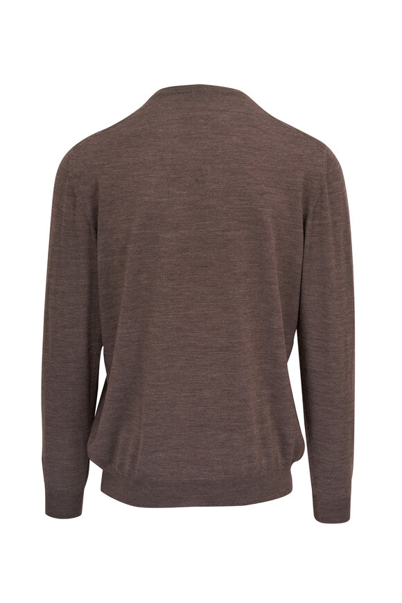 Fedeli - Mushroom Brown Super 140's Wool Crewneck Pullover