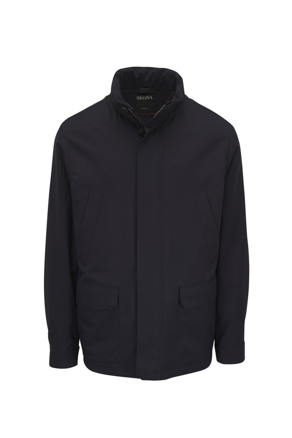 Zegna Microfiber Motorin Navy Field Jacket