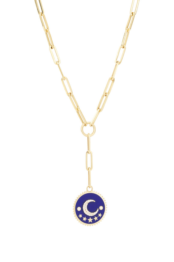 Foundrae Blue Crescent Champleve Fob Extension Necklace - view 2