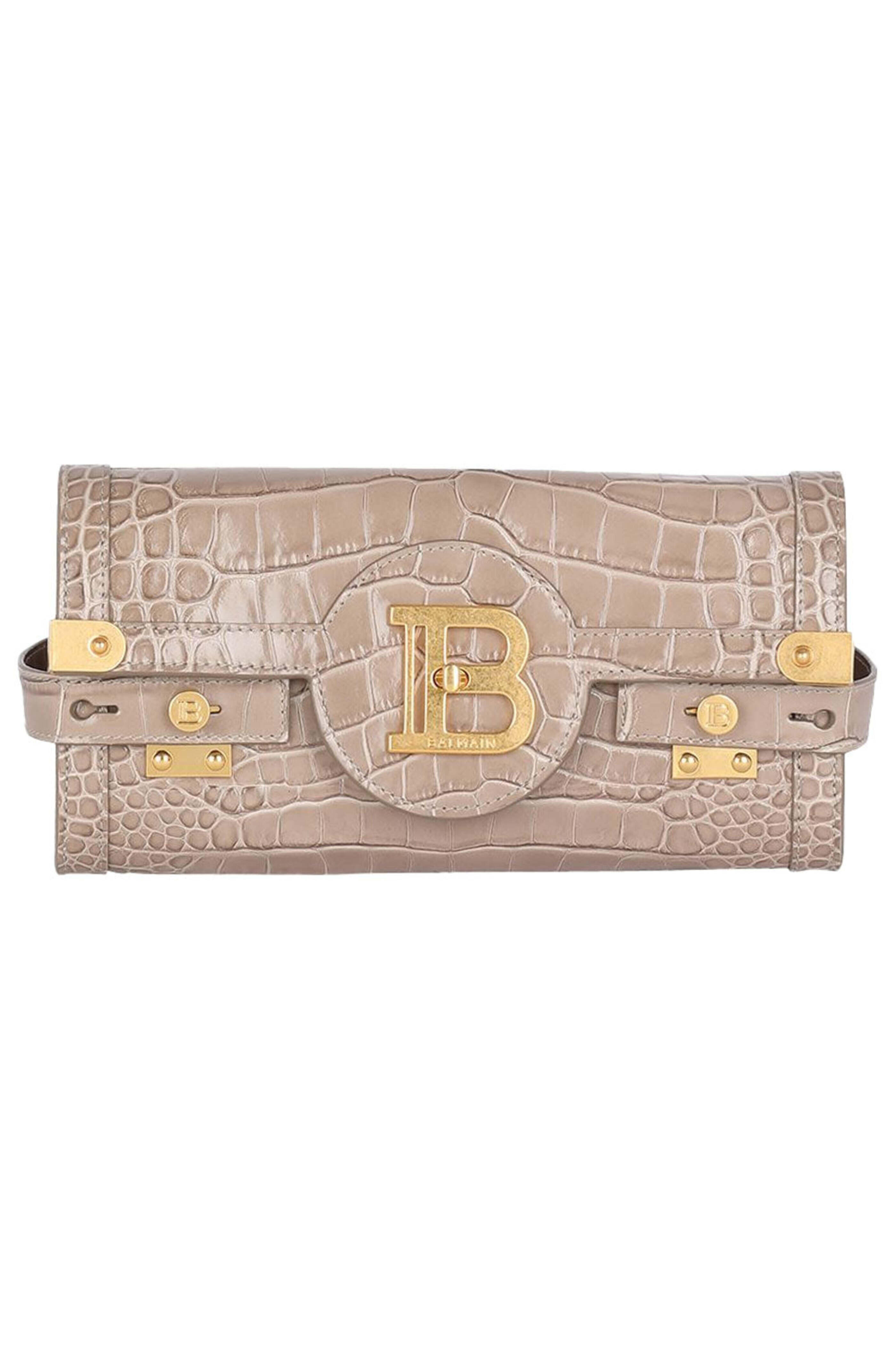 pierre balmain ゴールドビジュークラッチバッグ Anthem laminated leather clutch gold gold - Women | BALMAIN