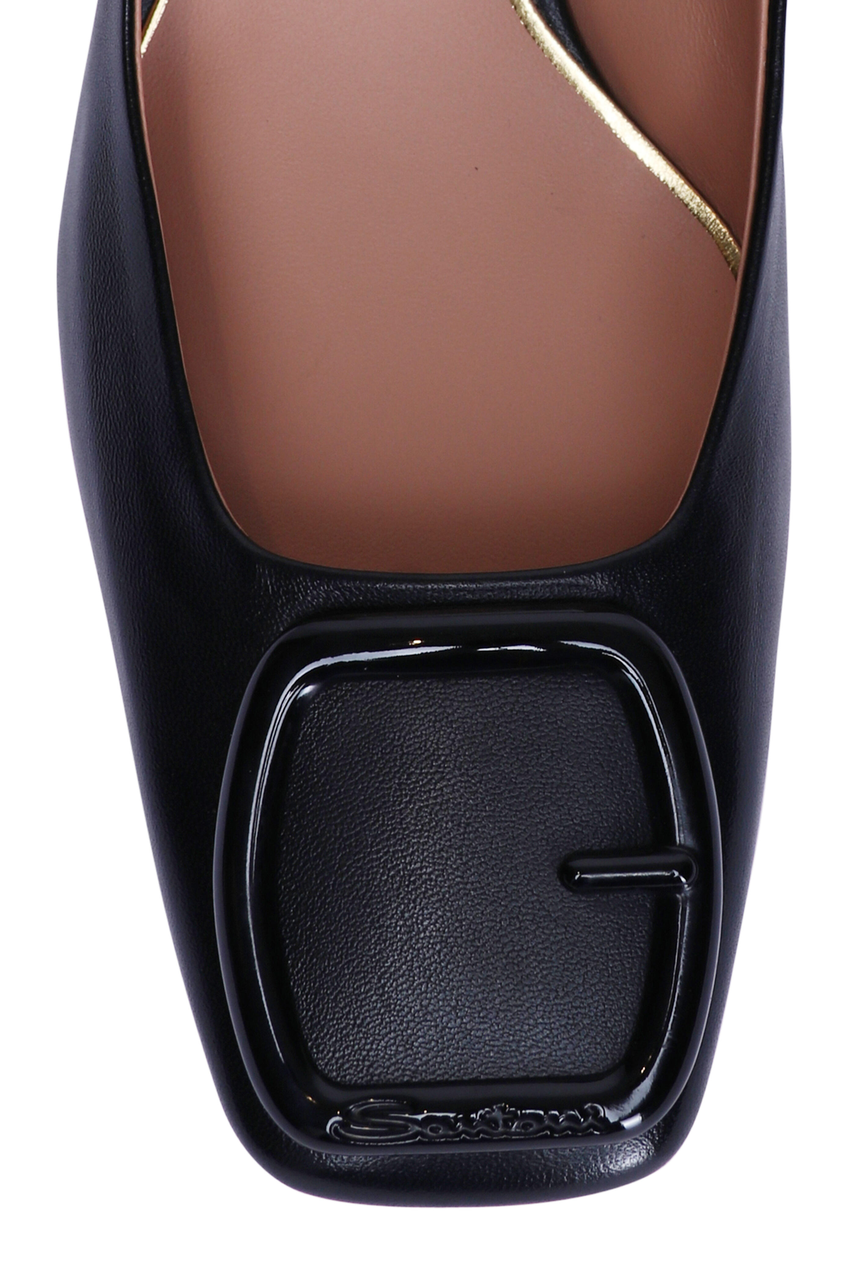 Santoni - Lemon Black Leather Slingback