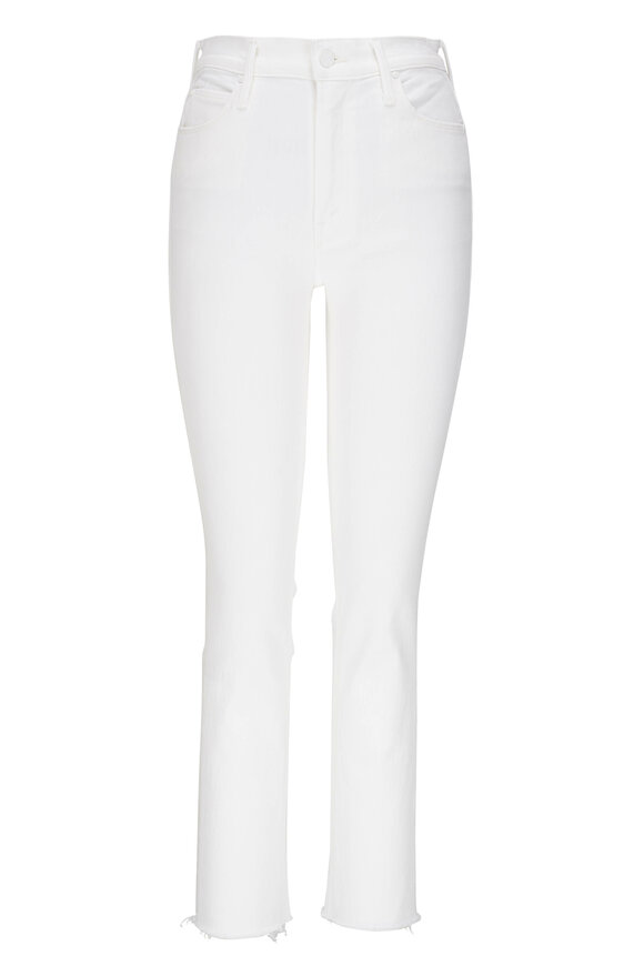 Mother Mid-Rise Dazzler White Ankle Fray Jean 