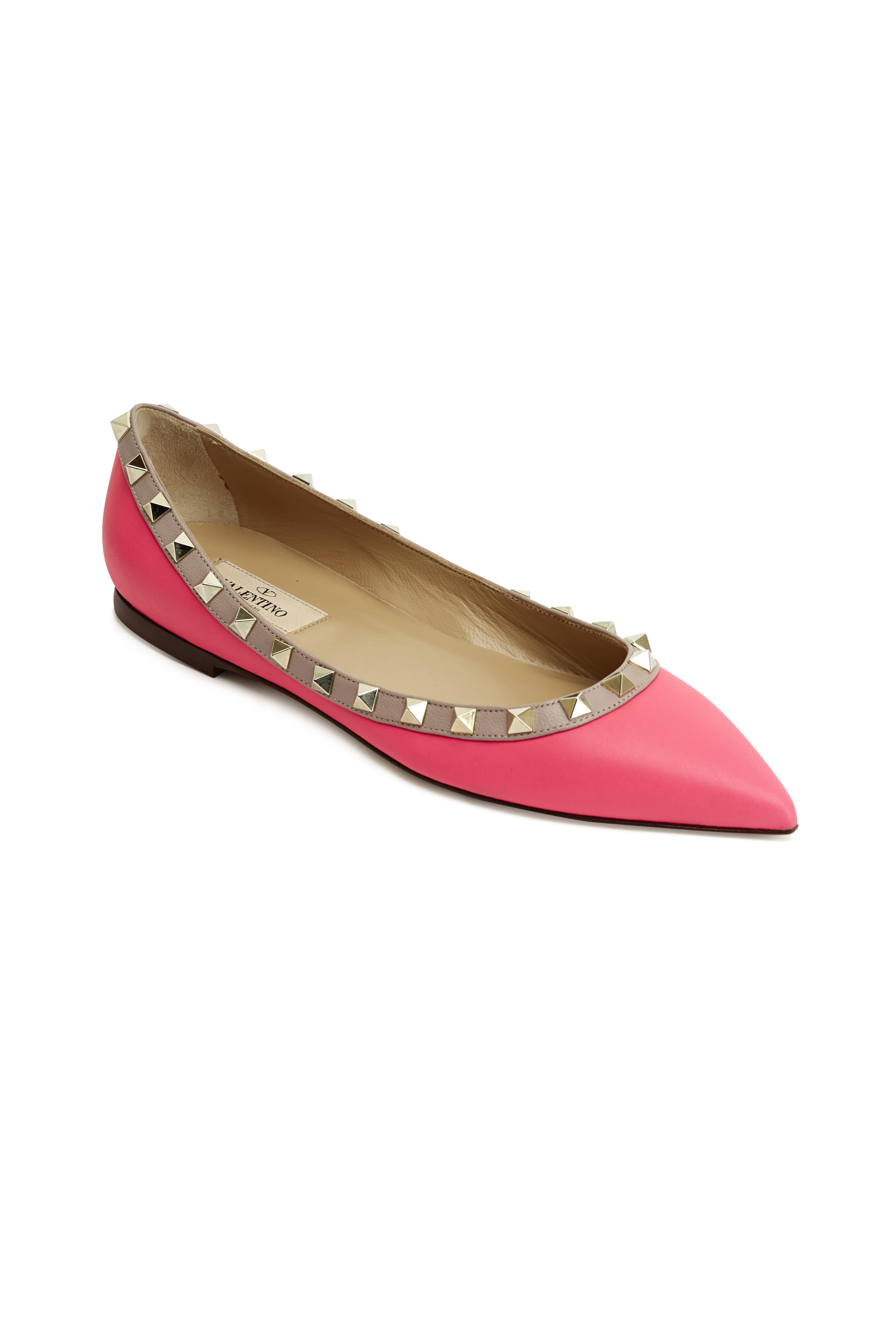 フラットシューズ VALENTINO ROCKSTUDS FLAT SHOES Valentino Black Patent Rockstud Pointed Toe Flats - Ann's