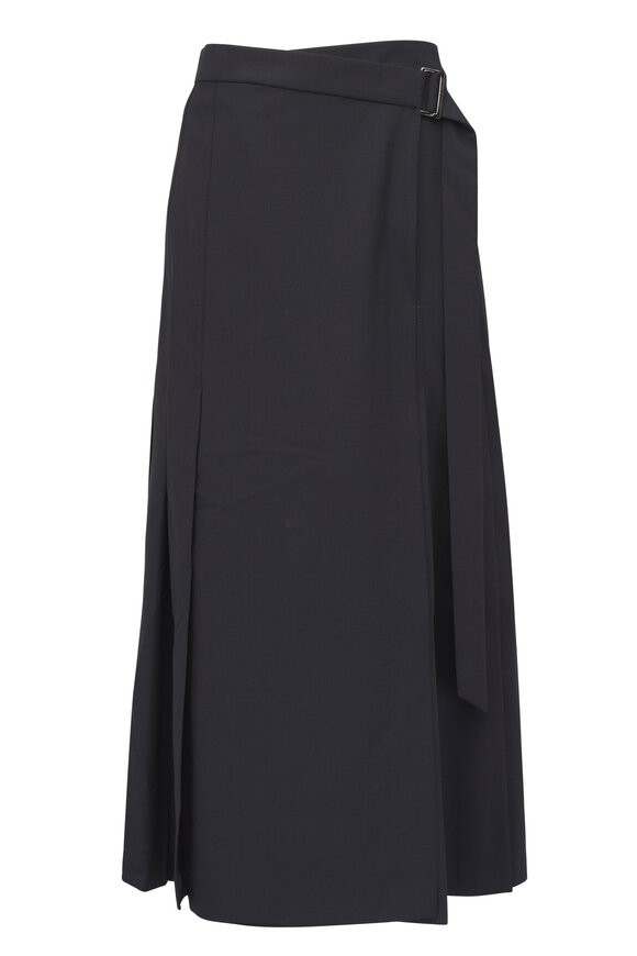 Brunello Cucinelli Tropical Blue Luxury Wool Silt Skirt - view 1