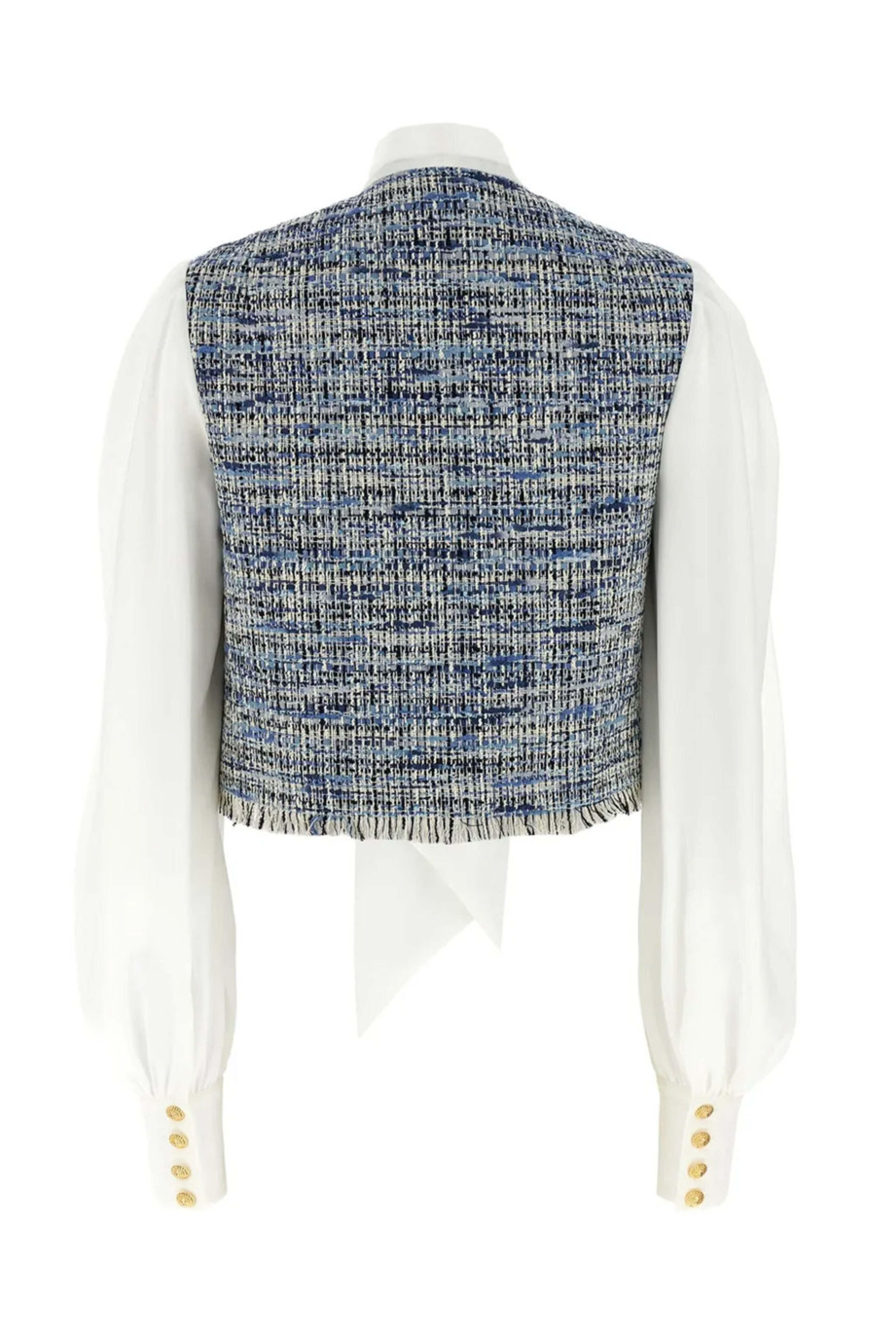ジャケット BALMAIN FW24 Vichy tweed short jacket (DF0SK248KH66 EAB) Balmain Vichy Tweed Short Jacket | italist