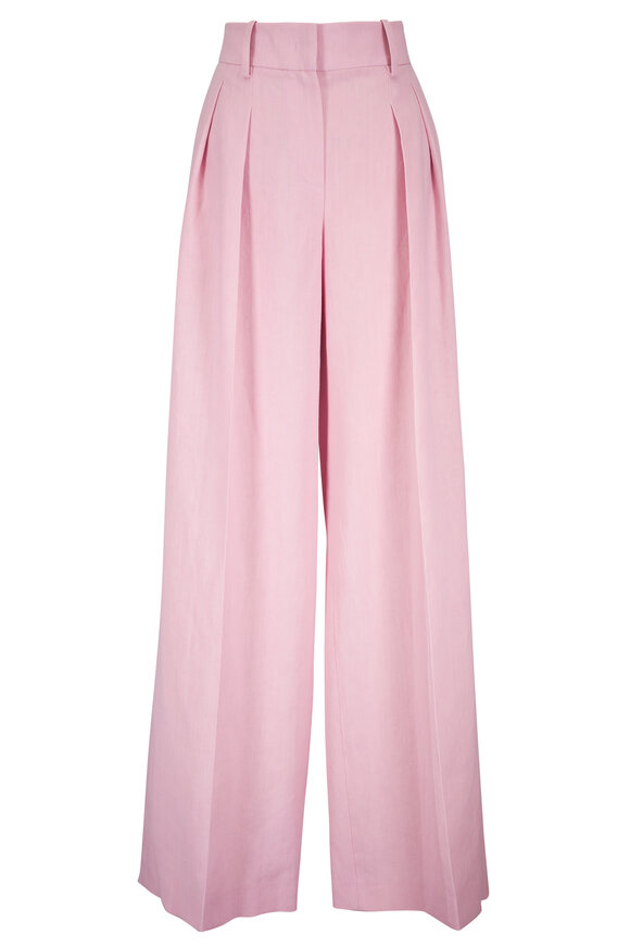 Michael Kors Collection Quartz Linen Pleated Wide Leg Pant