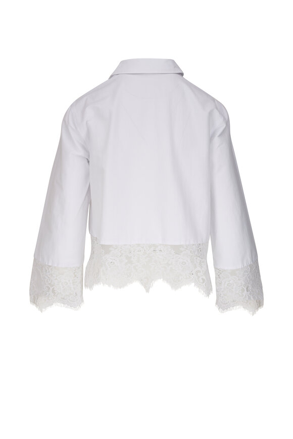 L'Agence - Levo White Cotton Lace Trim Shirt