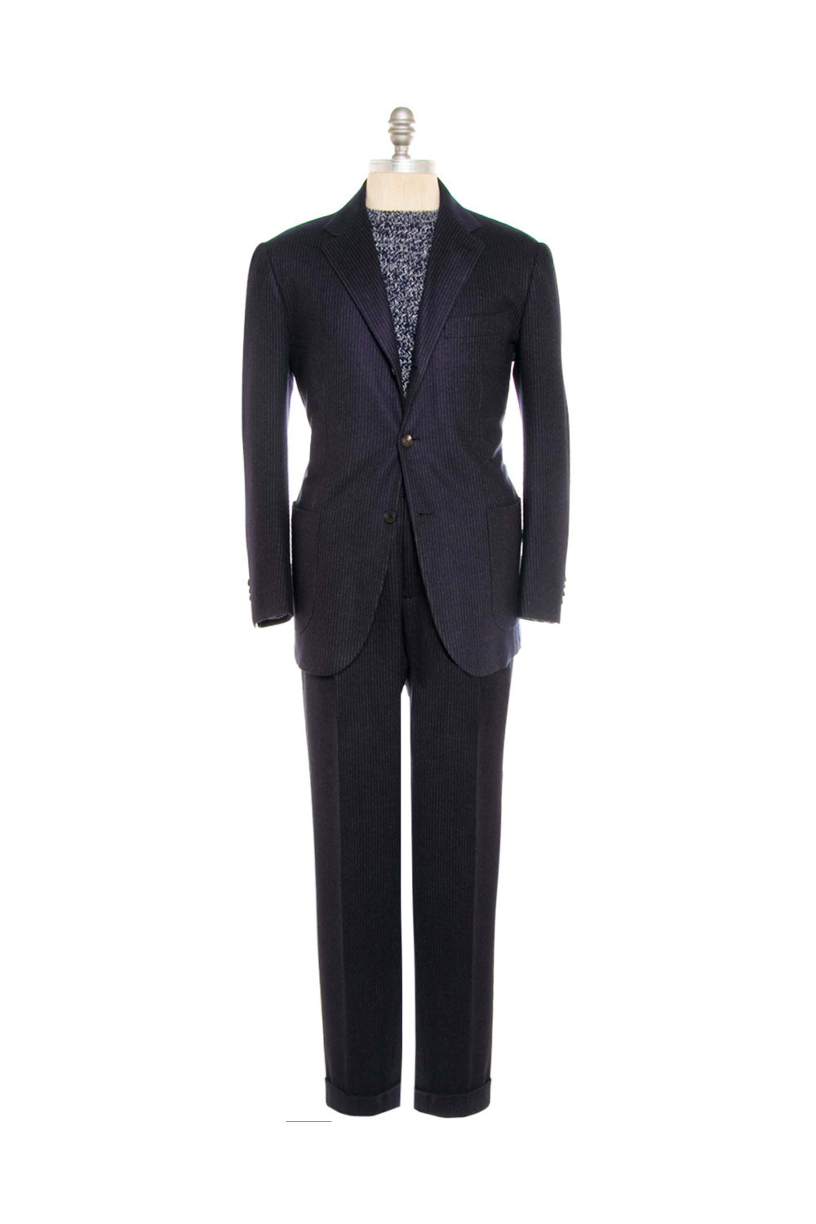 KNT - Navy Jersey Chalk Stripe Suit