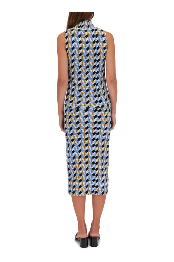 Dorothee Schumacher - Graphic Volumes Blue Geometric Smocked Skirt