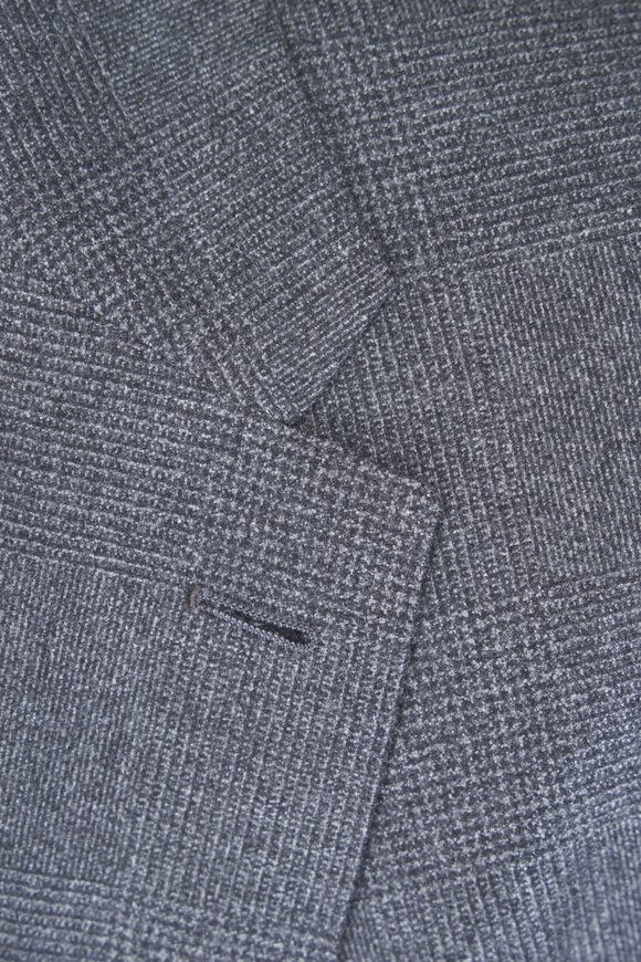 Zegna Dark Gray Prince Of Wales Wool & Cashmere Suit - view 3